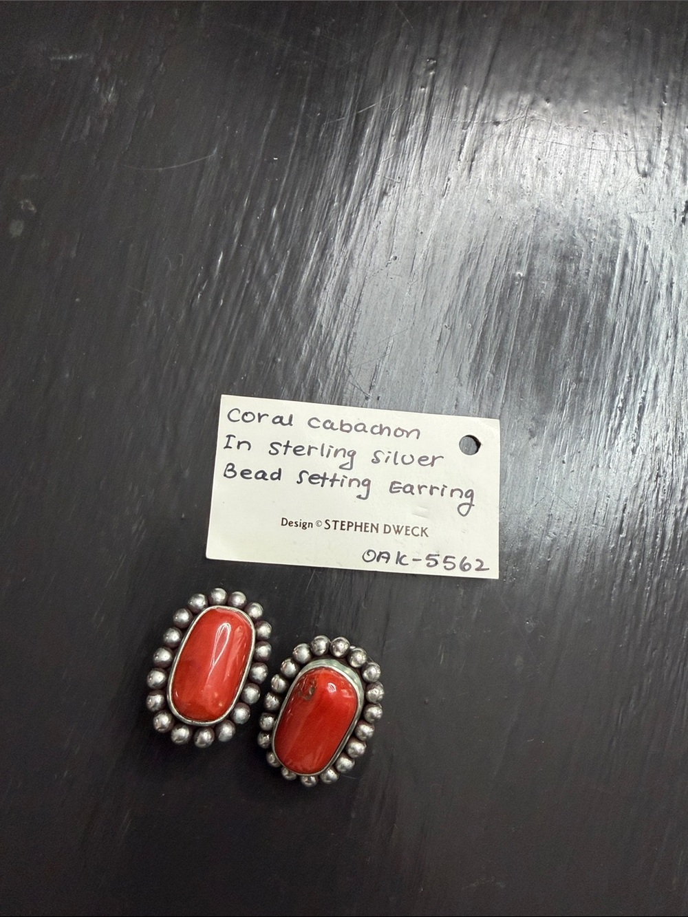 Stephen Dweck Coral Cabochon Sterling Silver Bead-Edge Earrings — Red Coral